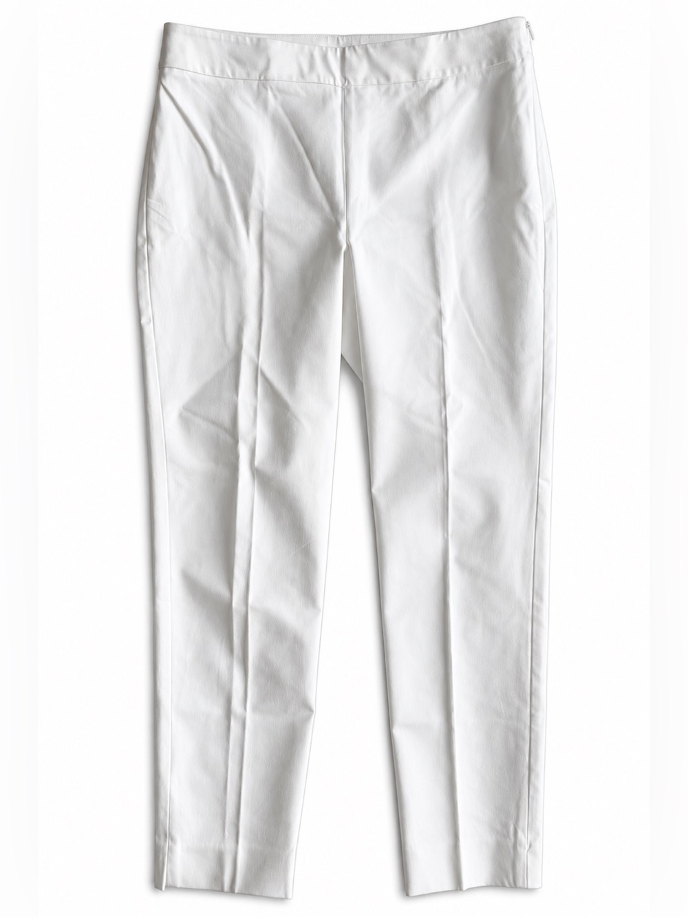 Talbots Chatham Ankle Pants White Slim Leg Side Zip Stretch Size 12